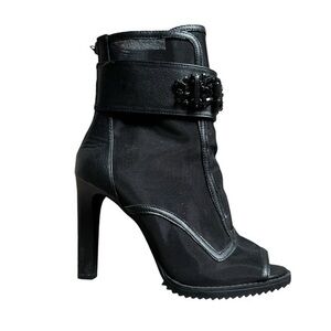 Karl Lagerfeld Paris ✘ Bryssa Blayze Sheer Mesh Embellished Heeled Ankle Boot